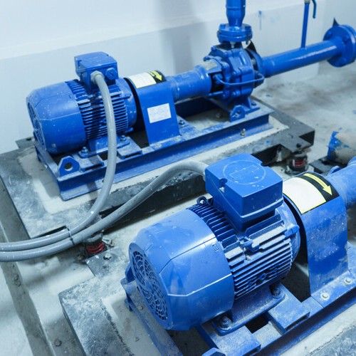 a pair of blue water pumps